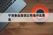 宁波象山垫资公司是什么意思