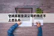 宁波高新垫资公司的钱还不上怎么办